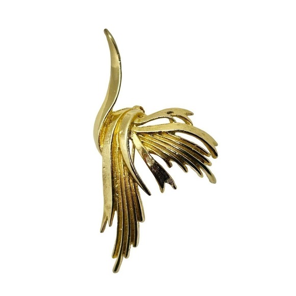 Vintage Abstract Art Deco Modern Gold Tone Statement Brooch Costume Jewelry Rare - Picture 1 of 12